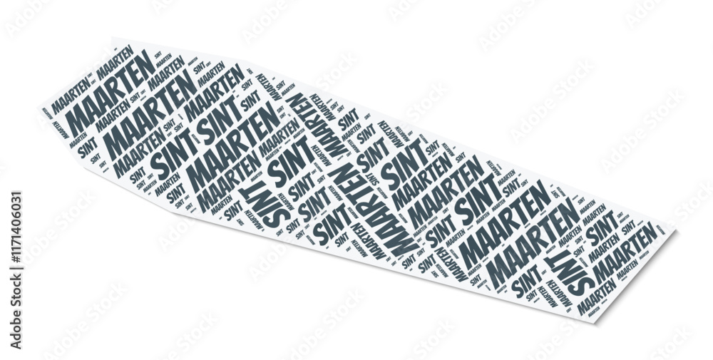 Poster sint maarten shape text cloud. country border with shadow on white background. sint maarten with reg