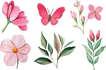 set of pink and white flowers
