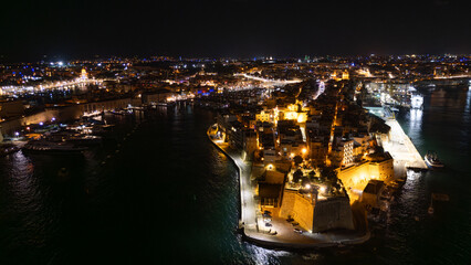 Aerial footage in Malta during winter holidays.