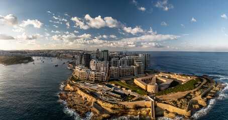 Aerial footage in Malta during winter holidays.