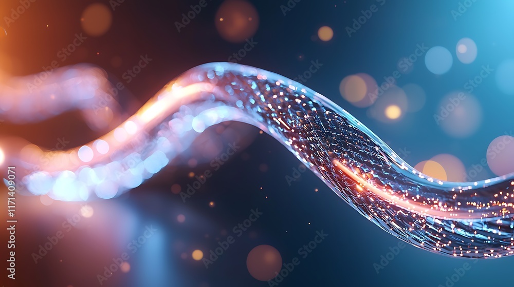 Poster mesmerizing and captivating abstract visualization of a futuristic glowing neon dna double helix str