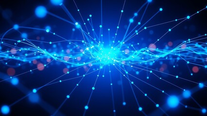 Obraz premium Digital Network, Abstract, Blue, Technology, Connection