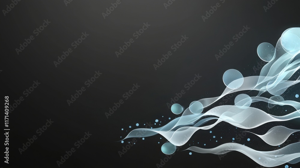 Poster a modern design template with scattered glowing particles forming abstract shapes