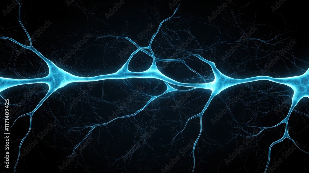 Poster a modern digital template showcasing a glowing neural network pattern