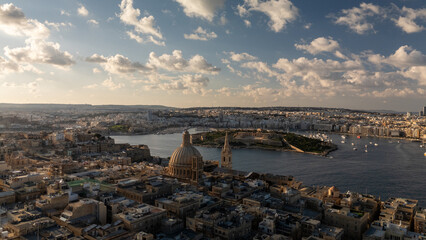 Aerial footage in Malta during winter holidays.