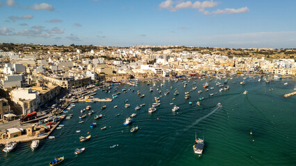 Aerial footage in Malta during winter holidays.