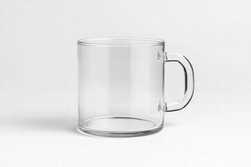 Empty Glass Mug on White Background