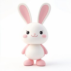 Obraz premium Adorable 3d Bunny Rabbit Model Cute Pink and White Design