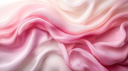 Fototapeta premium Soft Pink and White Silk Fabric Texture with Gentle Waves and Graceful Flowing Drapery Ideal for Fashion and Interior Design Backgrounds