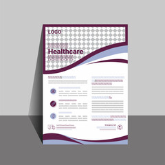 Medical Promotion Flyer with formal blue, violet and sky blue combinated colours, customized icons, shapes, illustrations and minimalist design