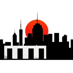 Fototapeta premium City skyline horizon in splatter painting abstract colourful silhouette isolated skyline silhouette 