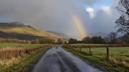 Rainbow over the Countryside Road