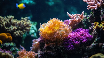 Obraz premium Colorful Coral Reef with Dynamic Sea Creatures