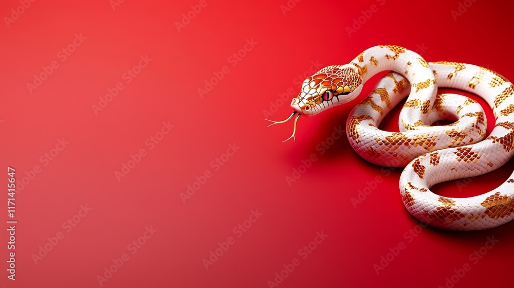 Poster ornate gold snake pattern with elegant chinese ornamentation depicting a coiled python or serpent ag