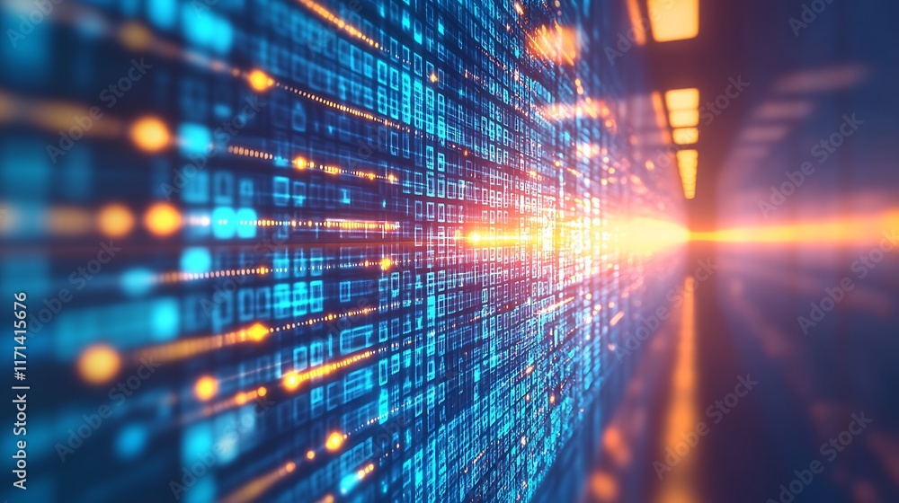 Aufkleber abstract digital data stream flowing through space