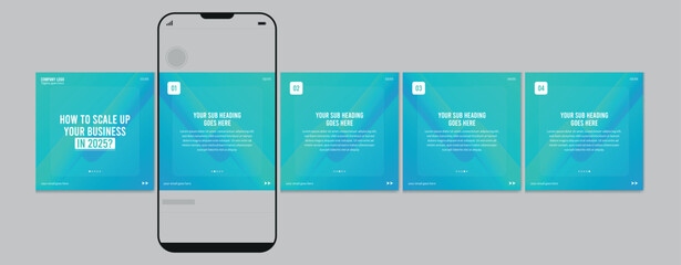 Business carousel post template for advertising, Set of carousel post for Instagram and LinkedIn, Editable social media carousel layout, template eps 10.  © Graphaxil