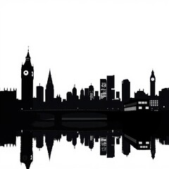 Obraz premium Silhouetted man stands on a building overlooking a city skyline at sunset skyline silhouette 