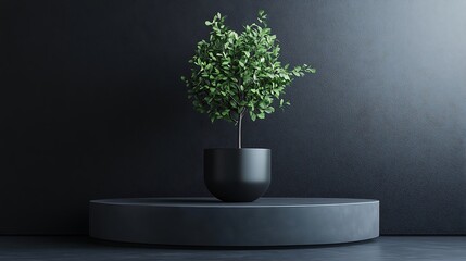 Modern space minimalist indoor plant arrangement digital art