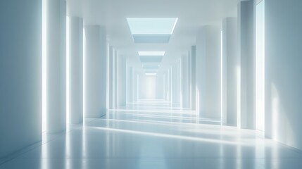 Illuminated hallway perspective modern architecture minimalism