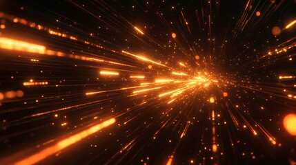 Abstract Golden Light Streaks in Space: A Cosmic Burst of Energy