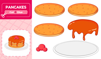 Printable Cut and Glue Game for Kids to Assemble Pancakes