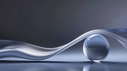 Abstract glass sphere and flowing silk-like fabric.