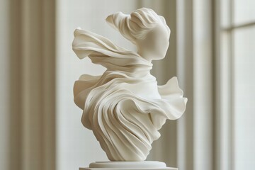 Abstract White Sculpture of Draped Fabric