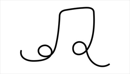 Musical Note Continuous one Line art drawing illustration