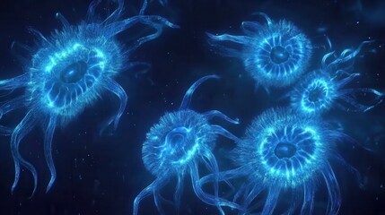 Gentle Glowing Light in Dark Ocean Scene