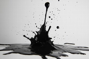 Black Liquid Splashing on White Background