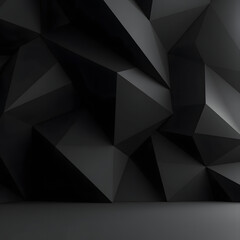 Obraz premium 3d rendering of black abstract geometric background. Scene for advertising design, showroom, technology, future, modern, sport, game, spaceship, cosmetic, warehouse, garage