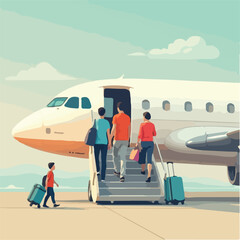 Plane Illustration vector design, Passengers Illustration vector design
