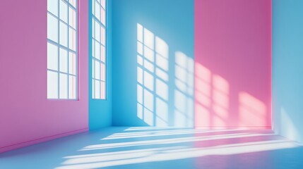Fototapeta premium Vibrant light play in colorful studio space modern interior design