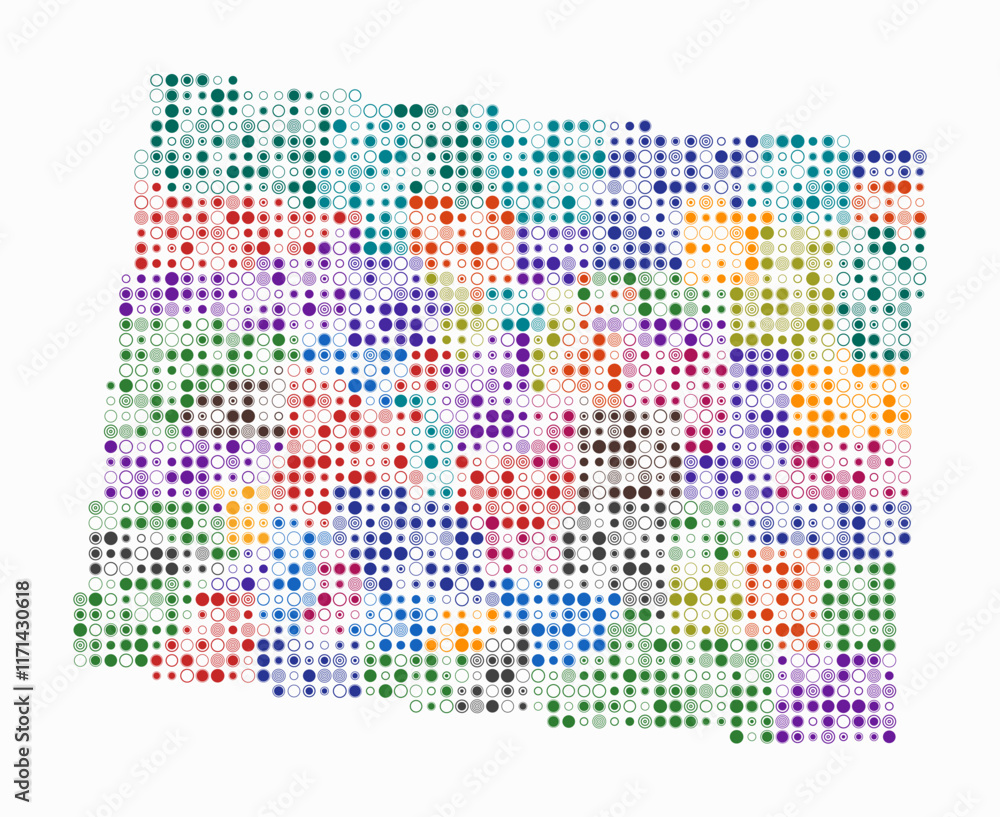 Poster colorado, shape of the state build of colored cells. digital style map of the colorado on white back