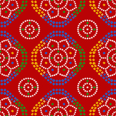 Abstract seamless color full geometric bandhani  fabric effect  pattern  background design
