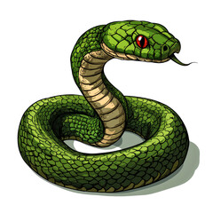 Naklejka premium Green Viper Snake: A Striking Illustration