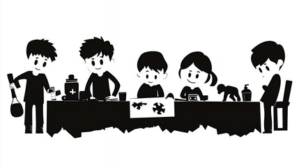 Kids Playing Tabletop Games at a Table