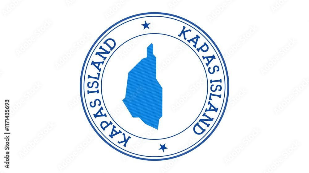 Poster kapas island intro. badge with the circular name and map. kapas island round logo animation.
