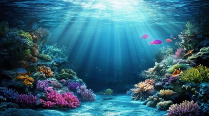 Naklejka premium Serene Deep Sea Landscape with Soft Ambient Light