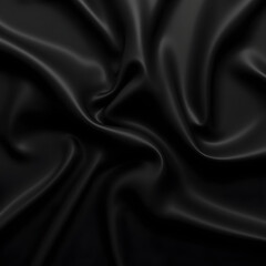 Fototapeta premium Processed collage of smooth elegant wavy deep black silk cloth fabric material texture. Background for banner, backdrop or texture for 3D mapping
