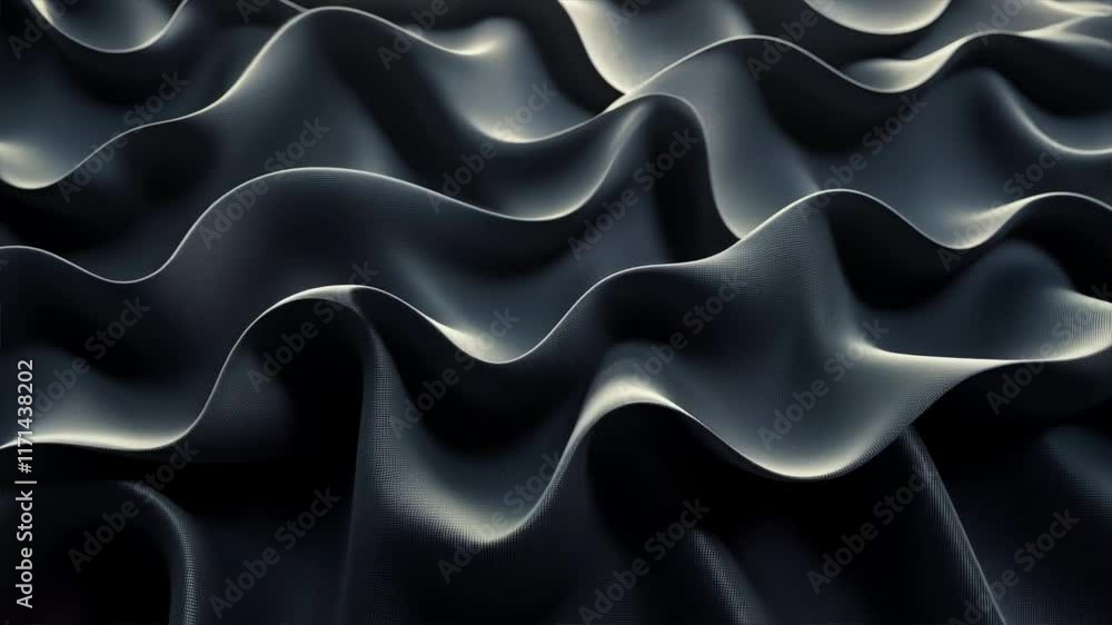 Poster elegant black fabric waves smooth folds and dynamic texture with light and shadow interplay for visu