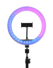 Tripod with ring light isolated on white