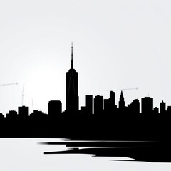 Vibrant sunset skyline over a modern cityscape skyline silhouette 