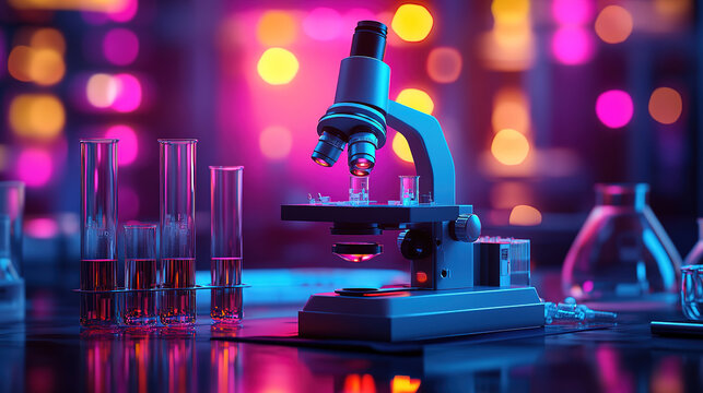 Microscope and Test Tubes for Advanced Research and Development in Science Lab