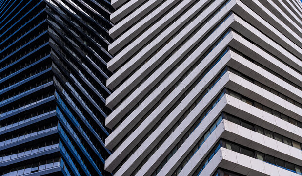 Contrasting patterns in modern building facades