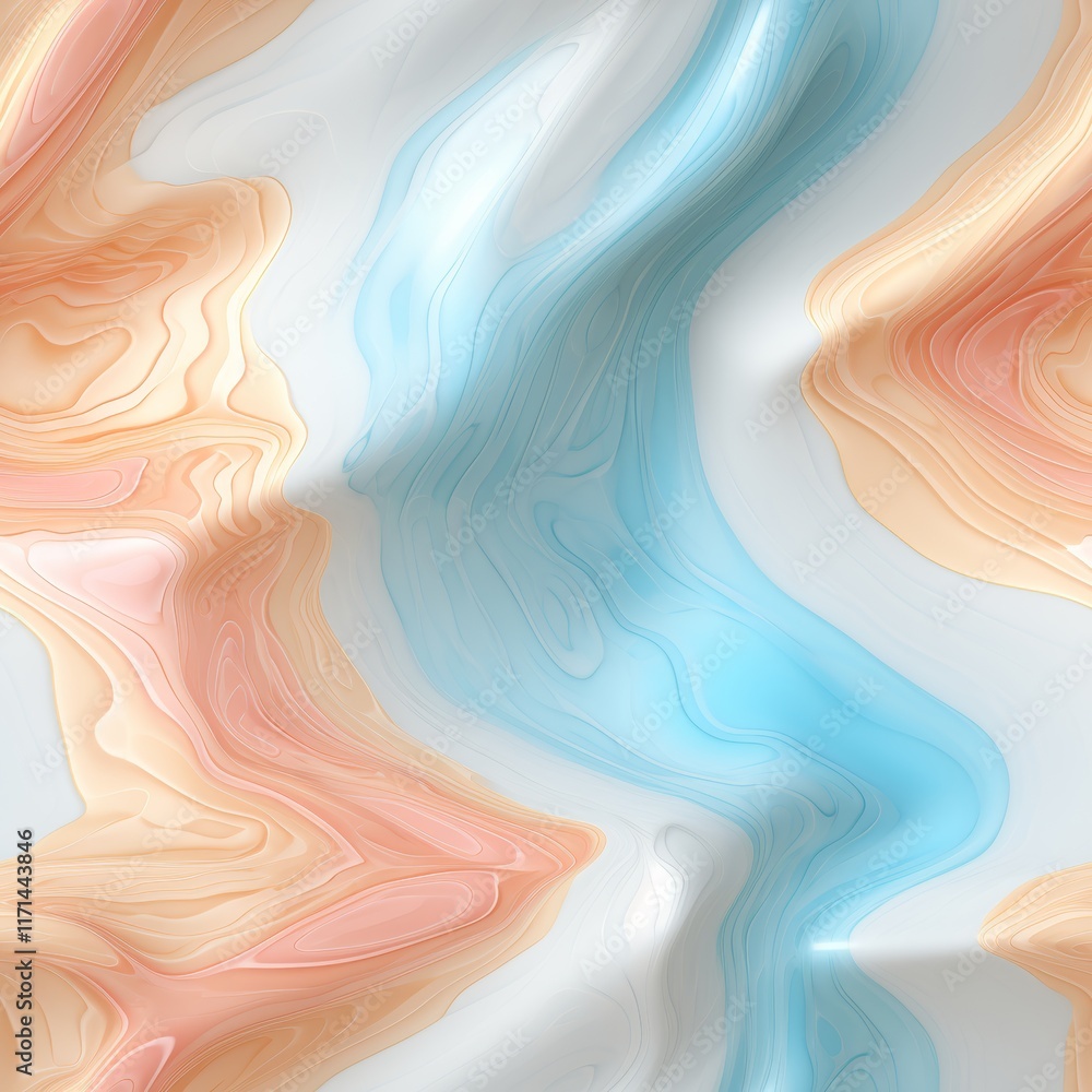 Poster abstract 3d molecular shapes illustrating skin health with smooth color gradients and transitions