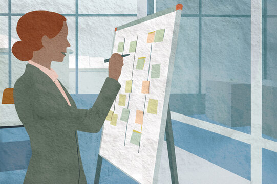 Business professional presenting ideas in a modern office