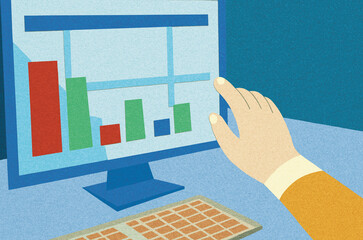Visualizing data trends through business analytics on a computer