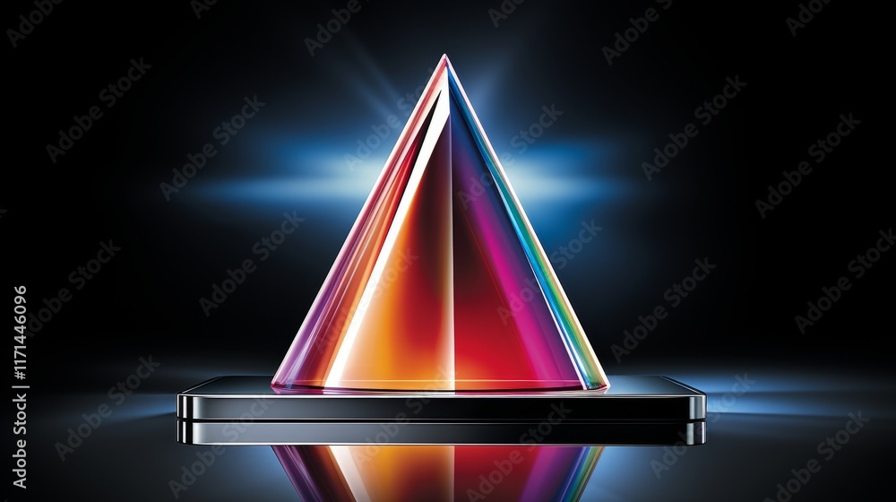 Poster vibrant space prism light effect with shimmering rib patterns on a dark cosmic background
