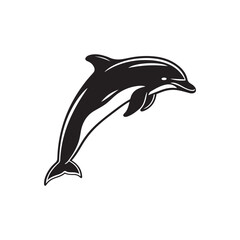 Dolphin. Vector silhouette on a white background.
